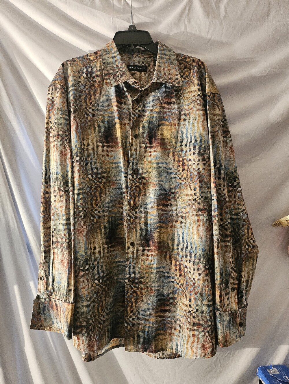 Jhane Barnes Shirt Mens 2XL Multicolor Abstract Casual Button Up Long Sleeve